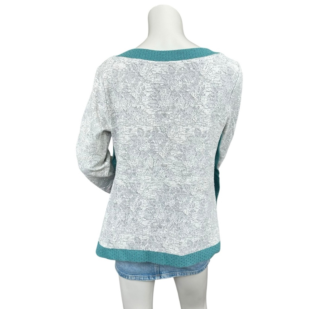 Anthropologie Postcard Open Snap Sides Pastel Patchwork Boho Sweater Size Medium - Picture 10 of 12
